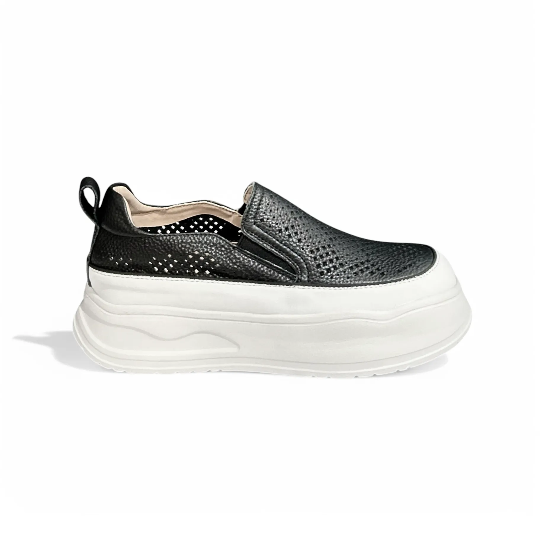 Perforated Slip-On Platform Sneakers