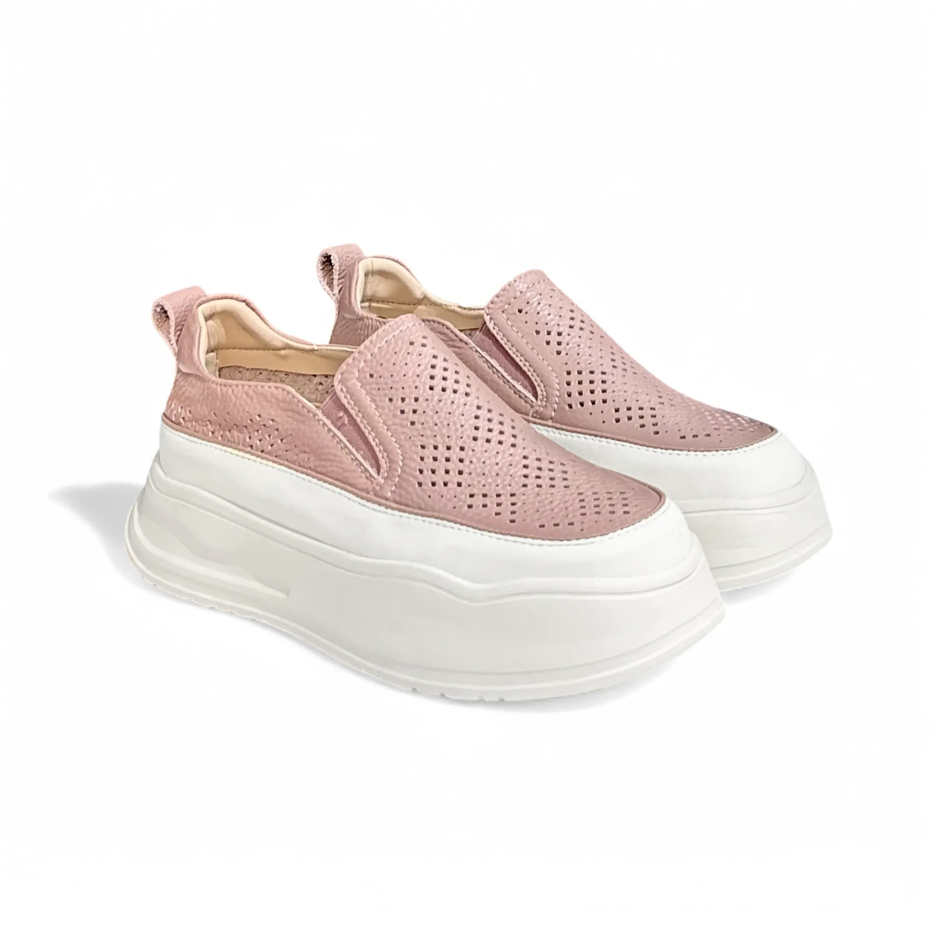 Perforated Slip-On Platform Sneakers