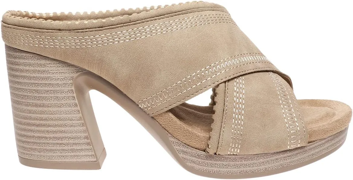 Pierre Dumas Women's Clogs Chunky Heel Open Toe Slip on Mule Shoes