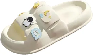 Pillow Slippers for Women Non-Slip Quick Drying Shower Slides Bathroom Sandals Thick Sole Astronaut Decorations
