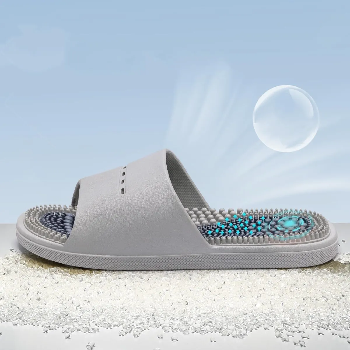 Plantar Fasciitis age Slippers Men Women Shiatsu Home Acupressure age ls Reflexology Foot ager Non-Slip Shower Shoes Pain Relief & Muscle Relaxation(Blue,42/43 EU)