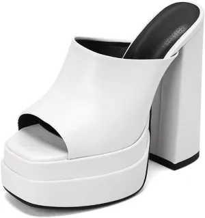 Platform Heels Slippers Slip On Show Slingback Chunky Heels