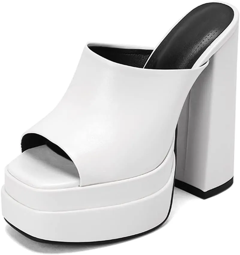 Platform Heels Slippers Slip On Show Slingback Chunky Heels