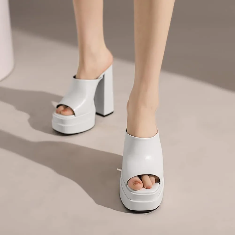 Platform Heels Slippers Slip On Show Slingback Chunky Heels