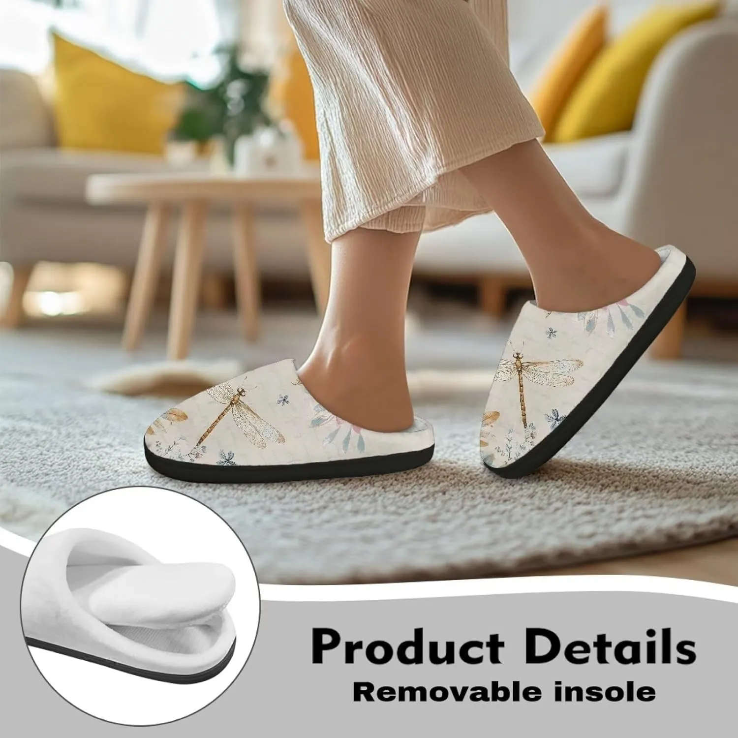 Plush House Slippers for Women and Men, Slip On Warm Scuff Slippers for Indoor, Anti-Slip Closed Toe Slippers