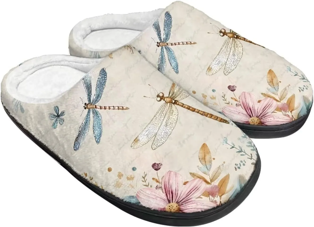Plush House Slippers for Women and Men, Slip On Warm Scuff Slippers for Indoor, Anti-Slip Closed Toe Slippers