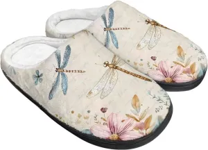 Plush House Slippers for Women and Men, Slip On Warm Scuff Slippers for Indoor, Anti-Slip Closed Toe Slippers