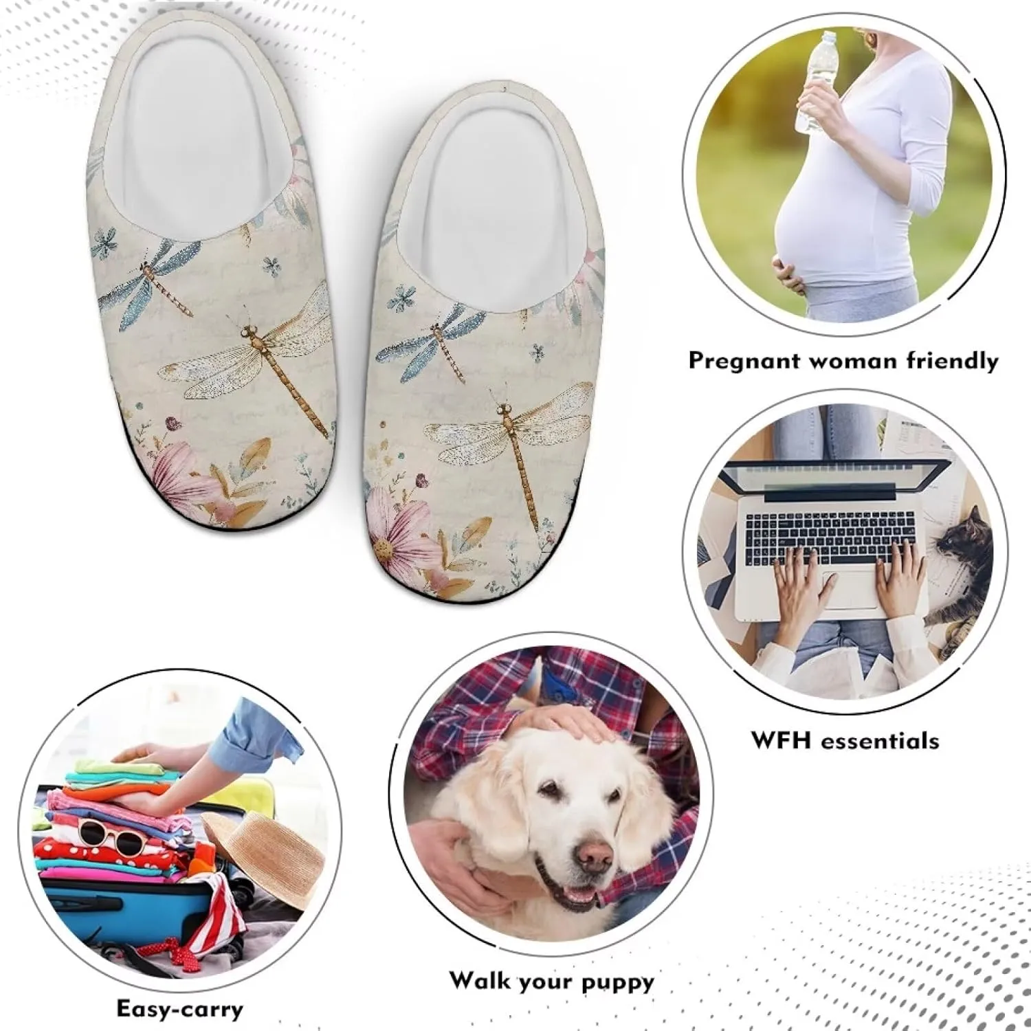 Plush House Slippers for Women and Men, Slip On Warm Scuff Slippers for Indoor, Anti-Slip Closed Toe Slippers