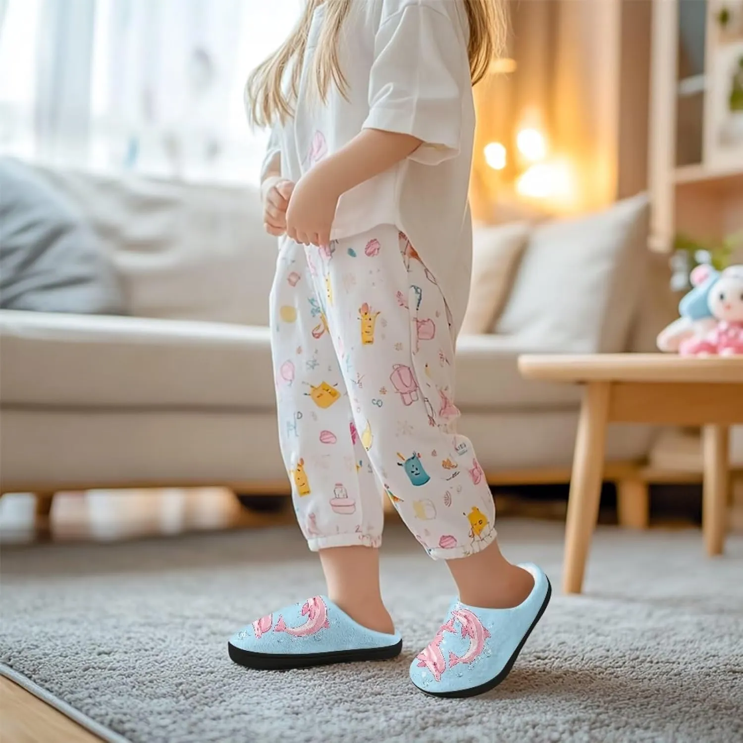 Plush Slippers for Kids Anti-slip House Slippers Warm Bedroom Slippers Cozy House Shoes