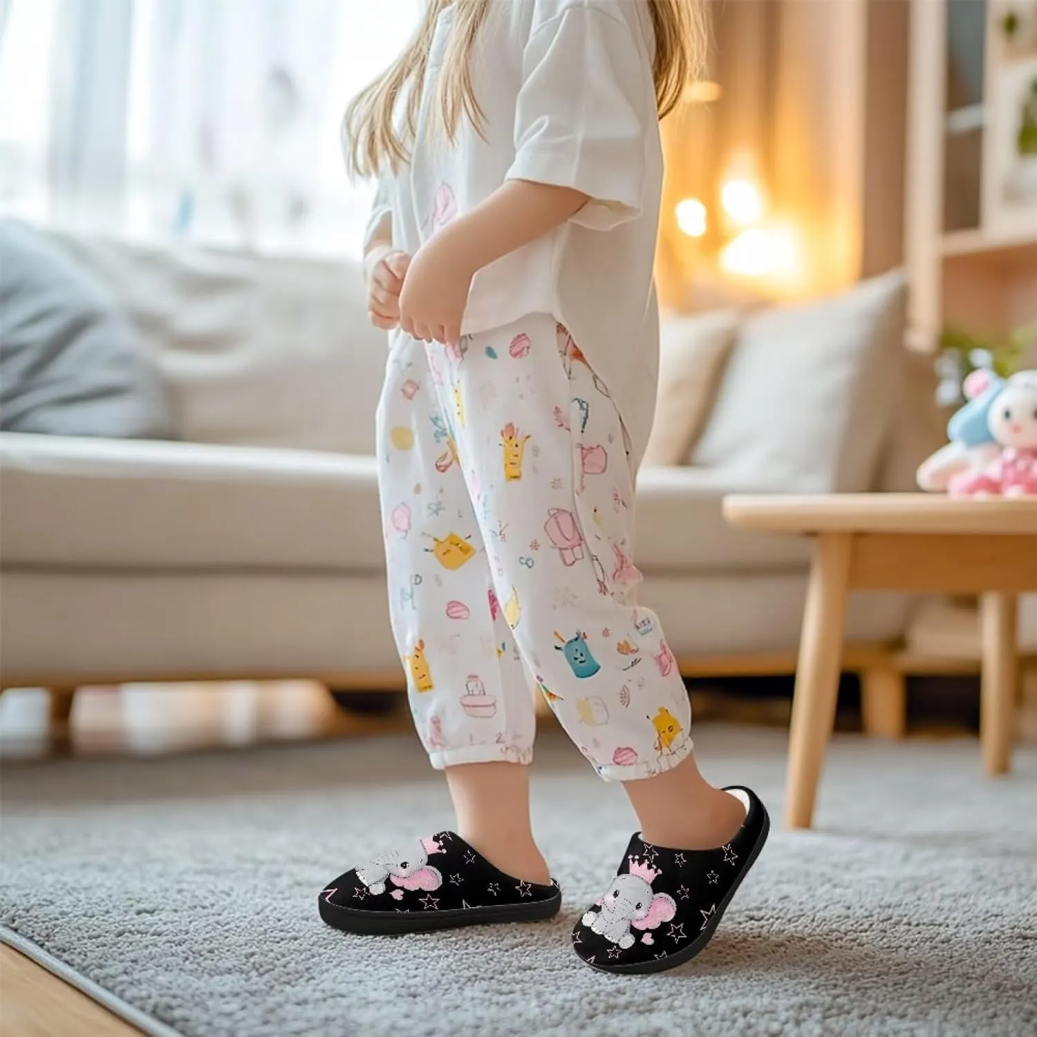 Plush Slippers for Kids Anti-slip Plush Slippers Warm House Slippers Cozy Bedroom Slippers House Shoes