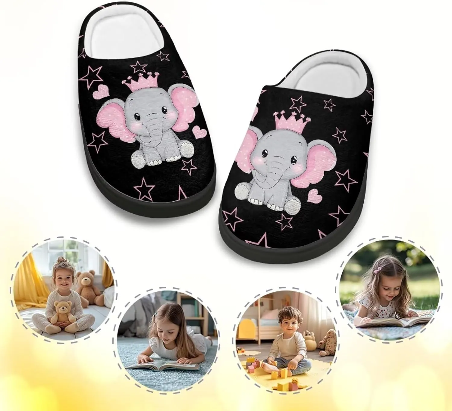Plush Slippers for Kids Anti-slip Plush Slippers Warm House Slippers Cozy Bedroom Slippers House Shoes