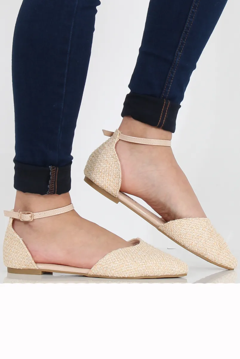 Pointed - Nude Flat Easy to install Shoes Smart devices Woven Kelsa