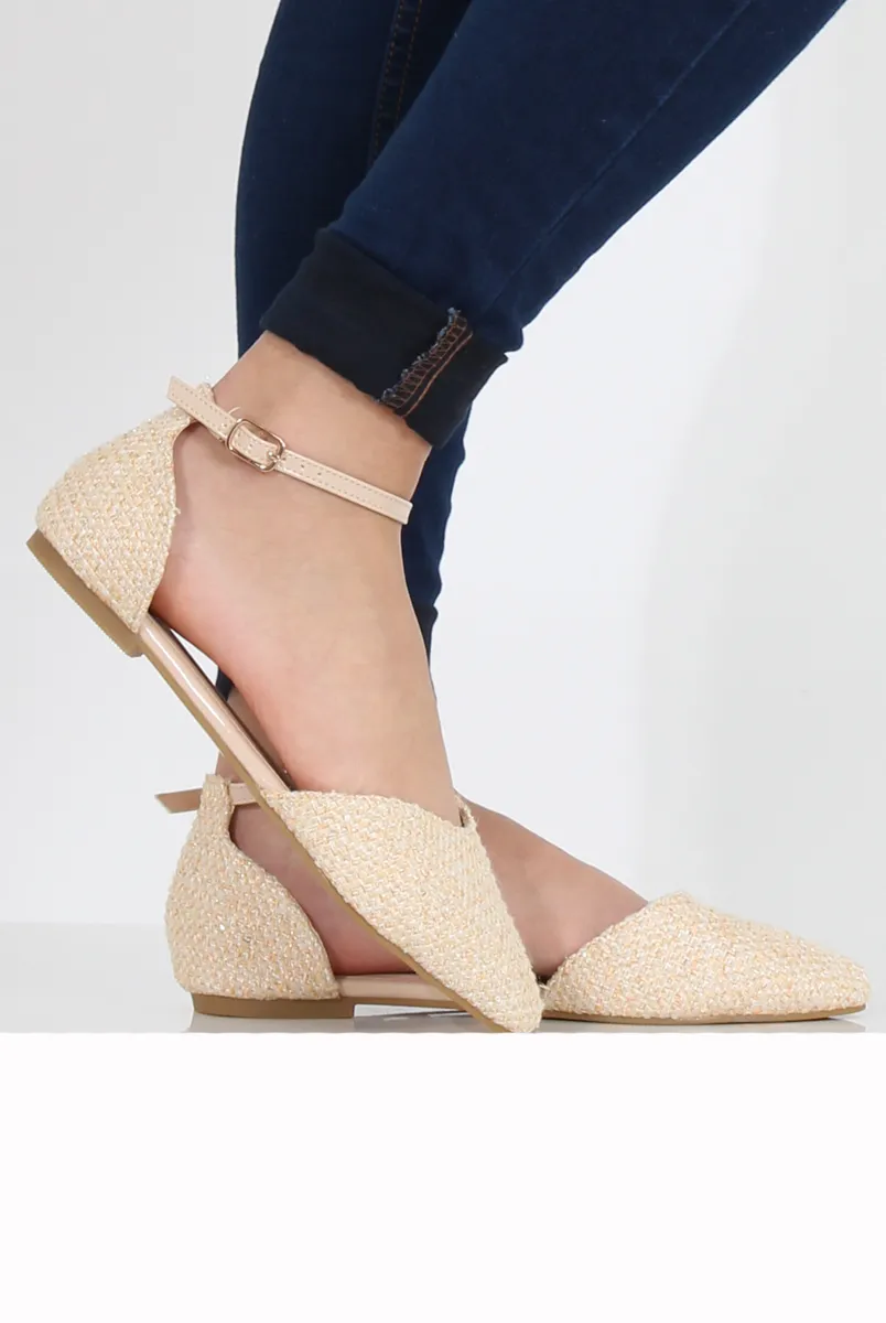 Pointed - Nude Flat Easy to install Shoes Smart devices Woven Kelsa
