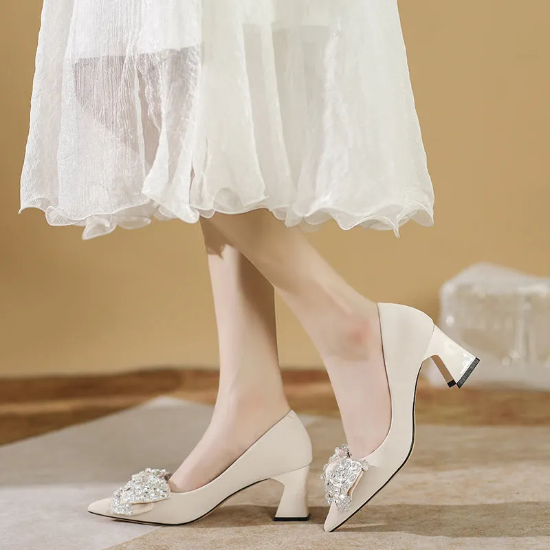 Pointed Platform Heels Crystal Shoes