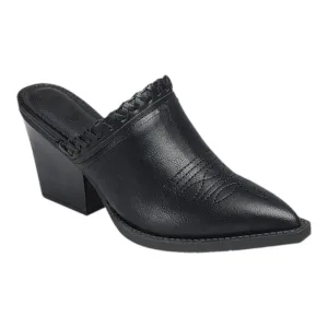 Pointed Toe Western Mule Heel, Black