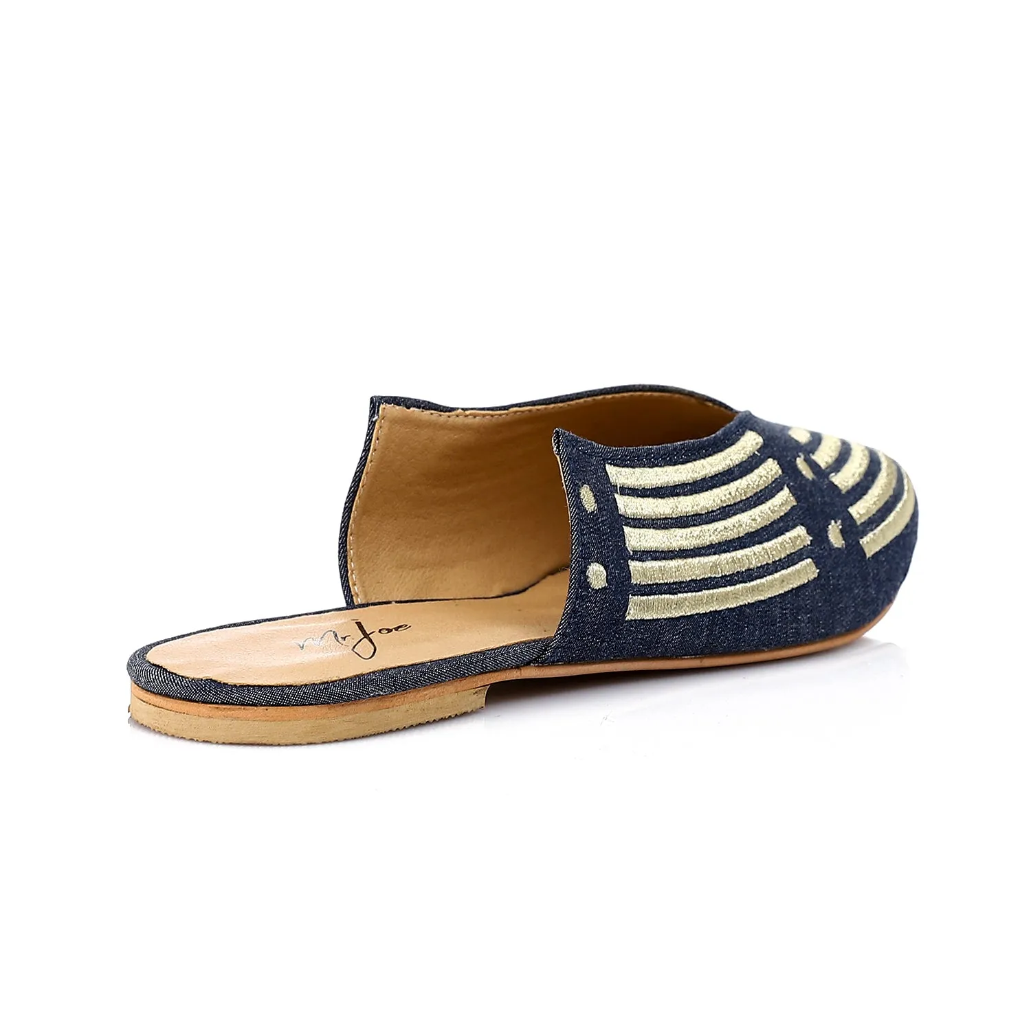Pointed Toecap Flat Canva Mules