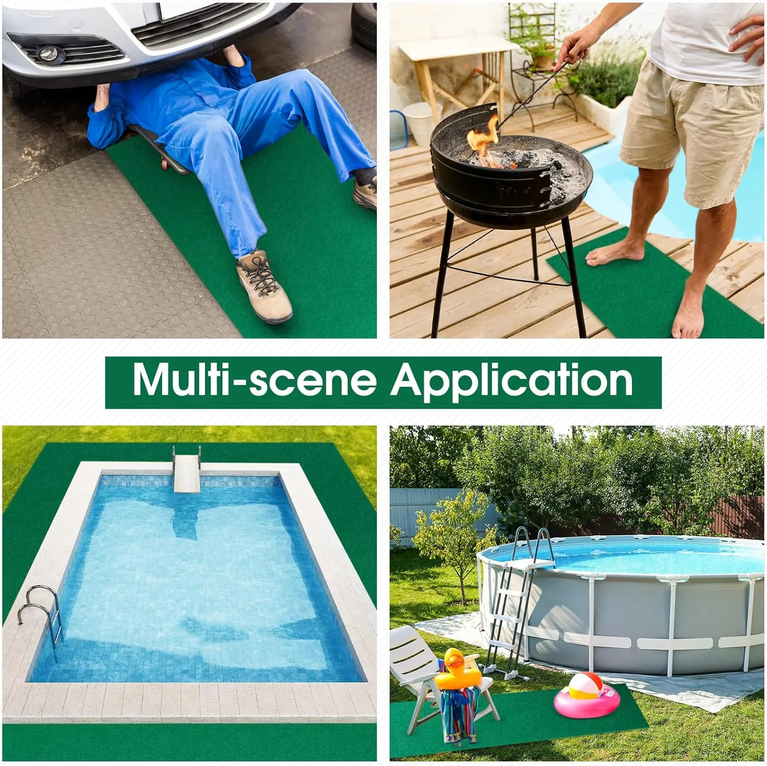 Pools Floor Protector Pathways Above Ground Mat Pool Mat - Absorb Water Pools Ground Walkways- Pool Spa Floor Mat Pad for Above Ground Pools, Spas, Hot Tubs(Green,20ftx16inch)