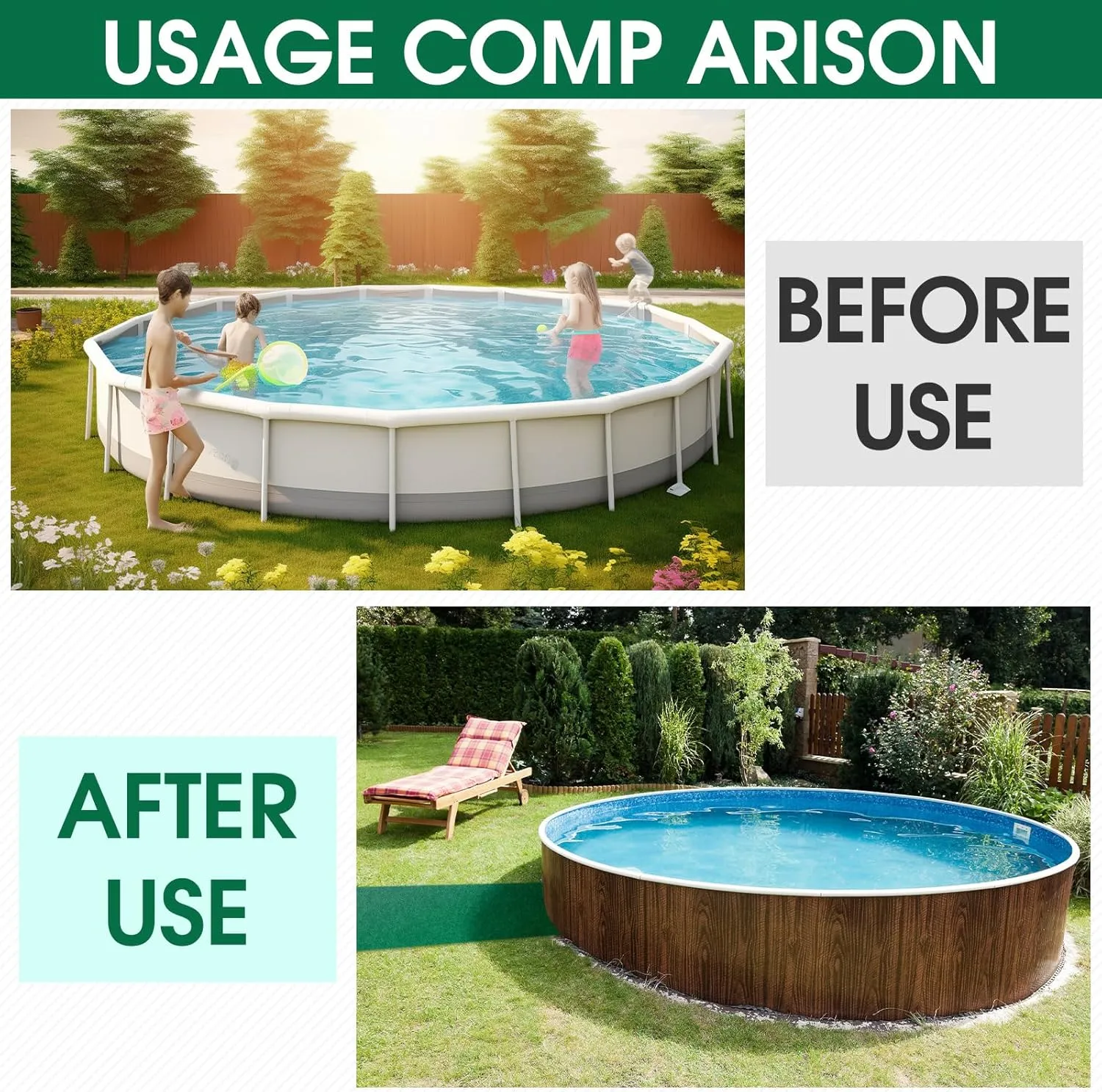 Pools Floor Protector Pathways Above Ground Mat Pool Mat - Absorb Water Pools Ground Walkways- Pool Spa Floor Mat Pad for Above Ground Pools, Spas, Hot Tubs(Green,20ftx16inch)