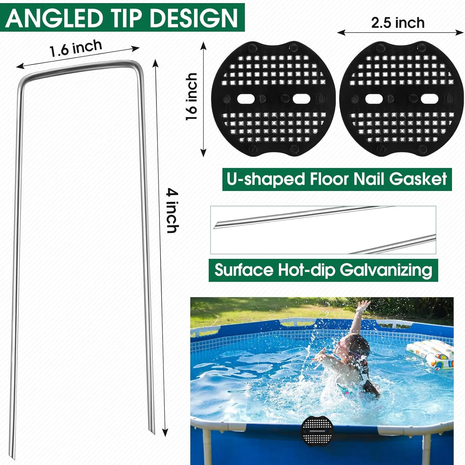 Pools Floor Protector Pathways Above Ground Mat Pool Mat - Absorb Water Pools Ground Walkways- Pool Spa Floor Mat Pad for Above Ground Pools, Spas, Hot Tubs(Green,20ftx16inch)