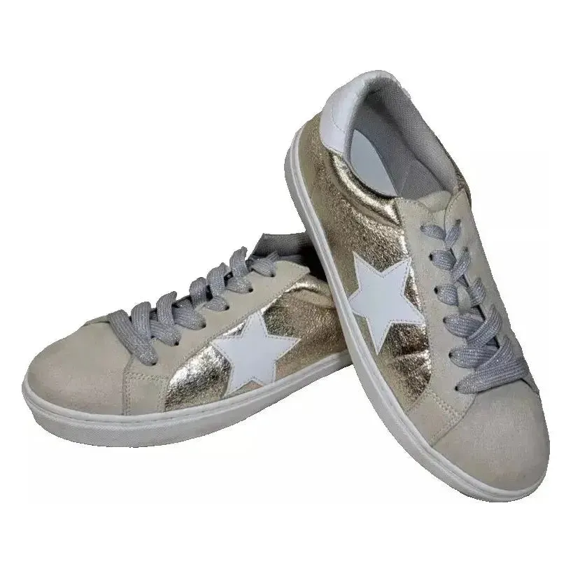 Pre-Owned Womens Fashion Star Sneaker Lace up Low Top Walking Shoes Size 9