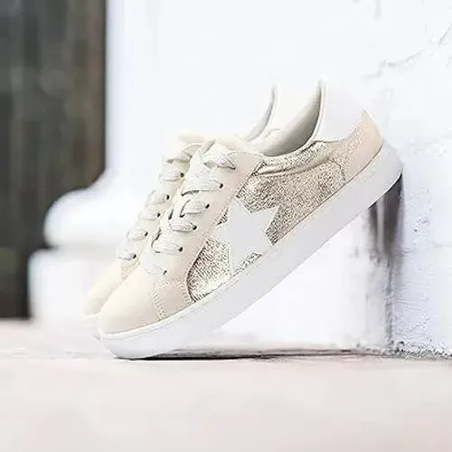 Pre-Owned Womens Fashion Star Sneaker Lace up Low Top Walking Shoes Size 9