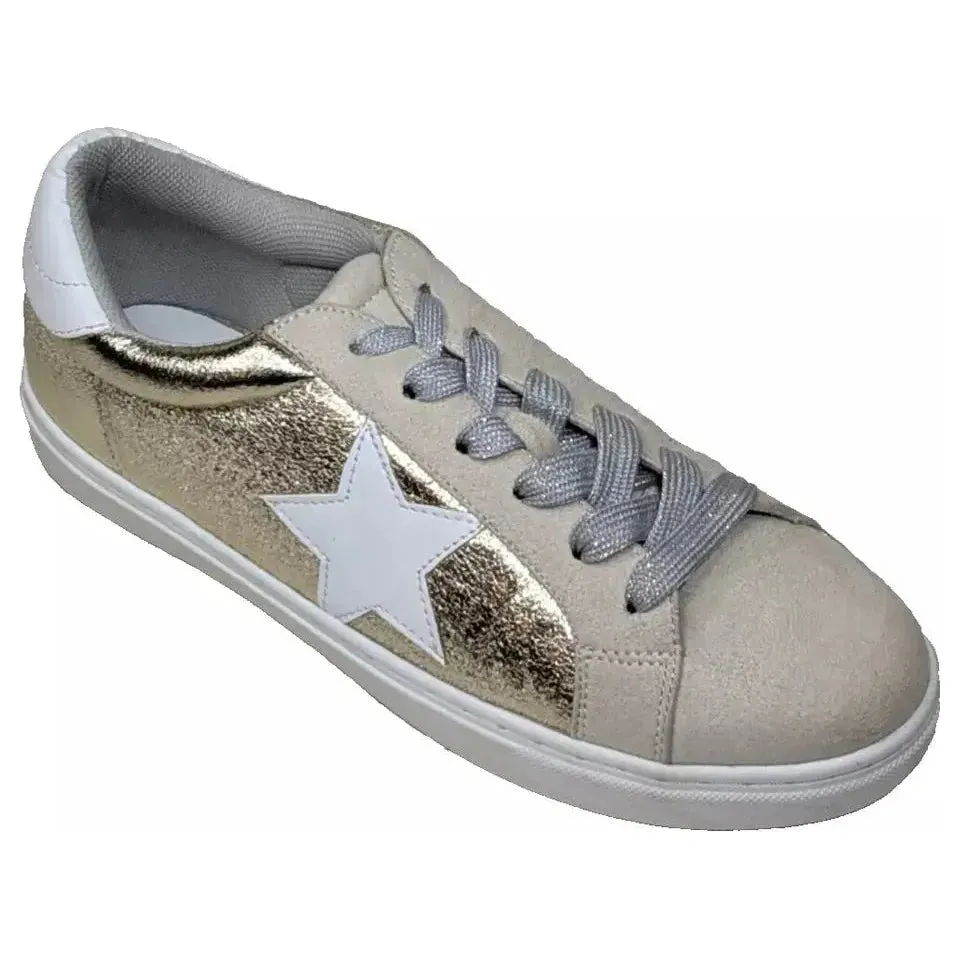 Pre-Owned Womens Fashion Star Sneaker Lace up Low Top Walking Shoes Size 9
