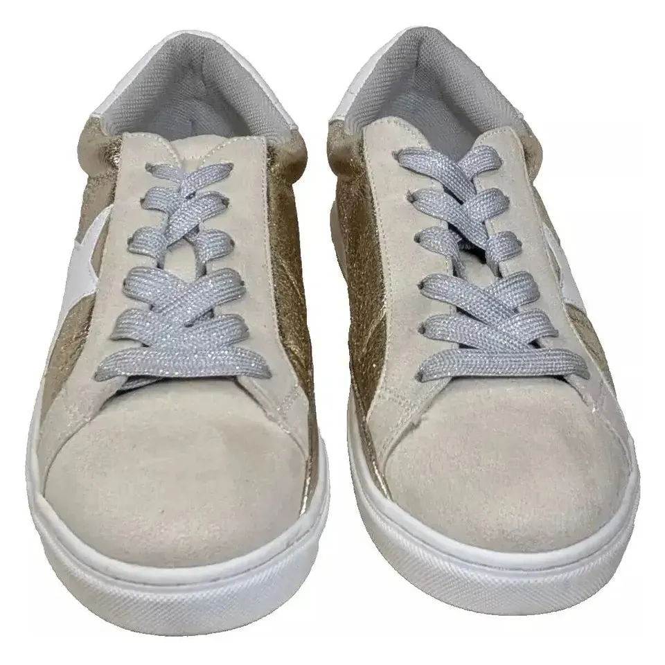 Pre-Owned Womens Fashion Star Sneaker Lace up Low Top Walking Shoes Size 9