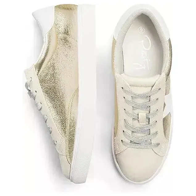 Pre-Owned Womens Fashion Star Sneaker Lace up Low Top Walking Shoes Size 9