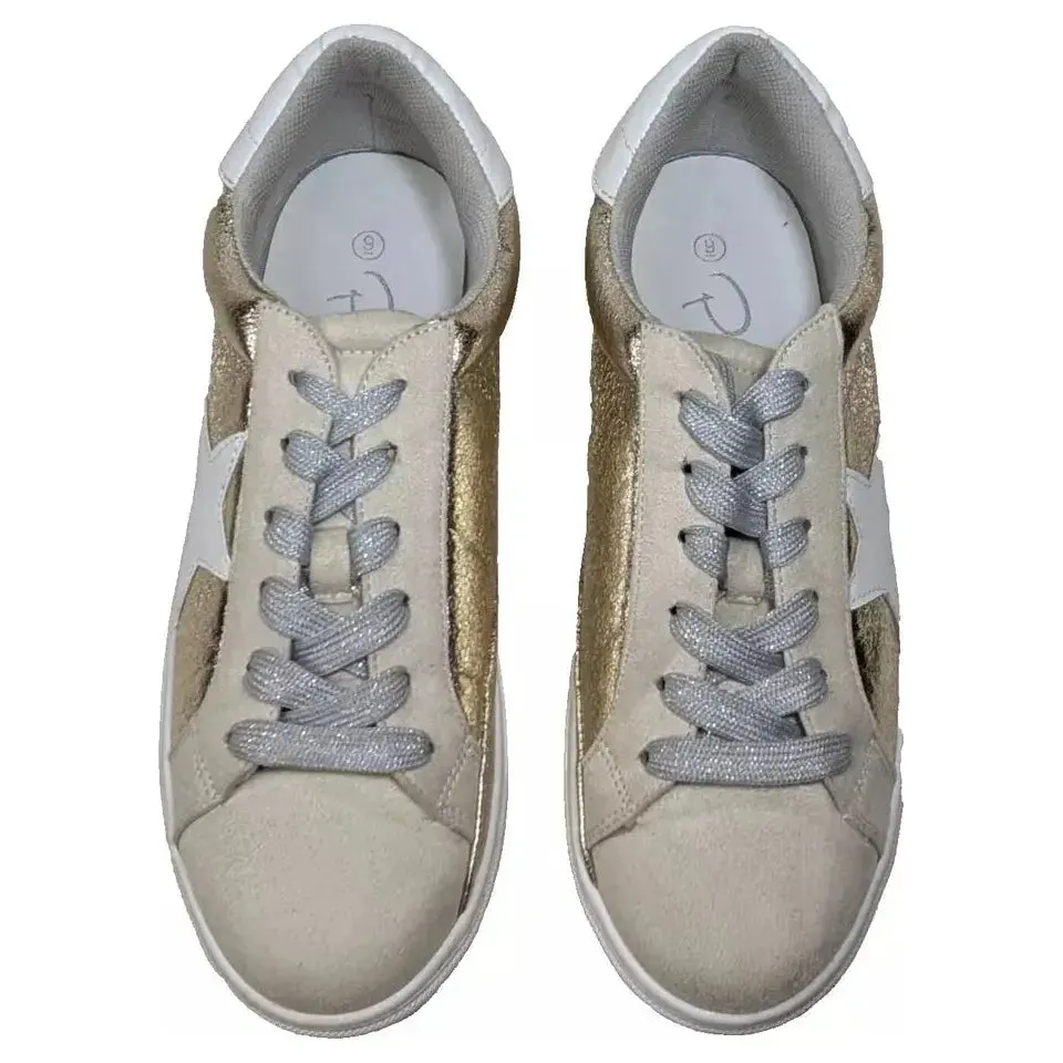 Pre-Owned Womens Fashion Star Sneaker Lace up Low Top Walking Shoes Size 9