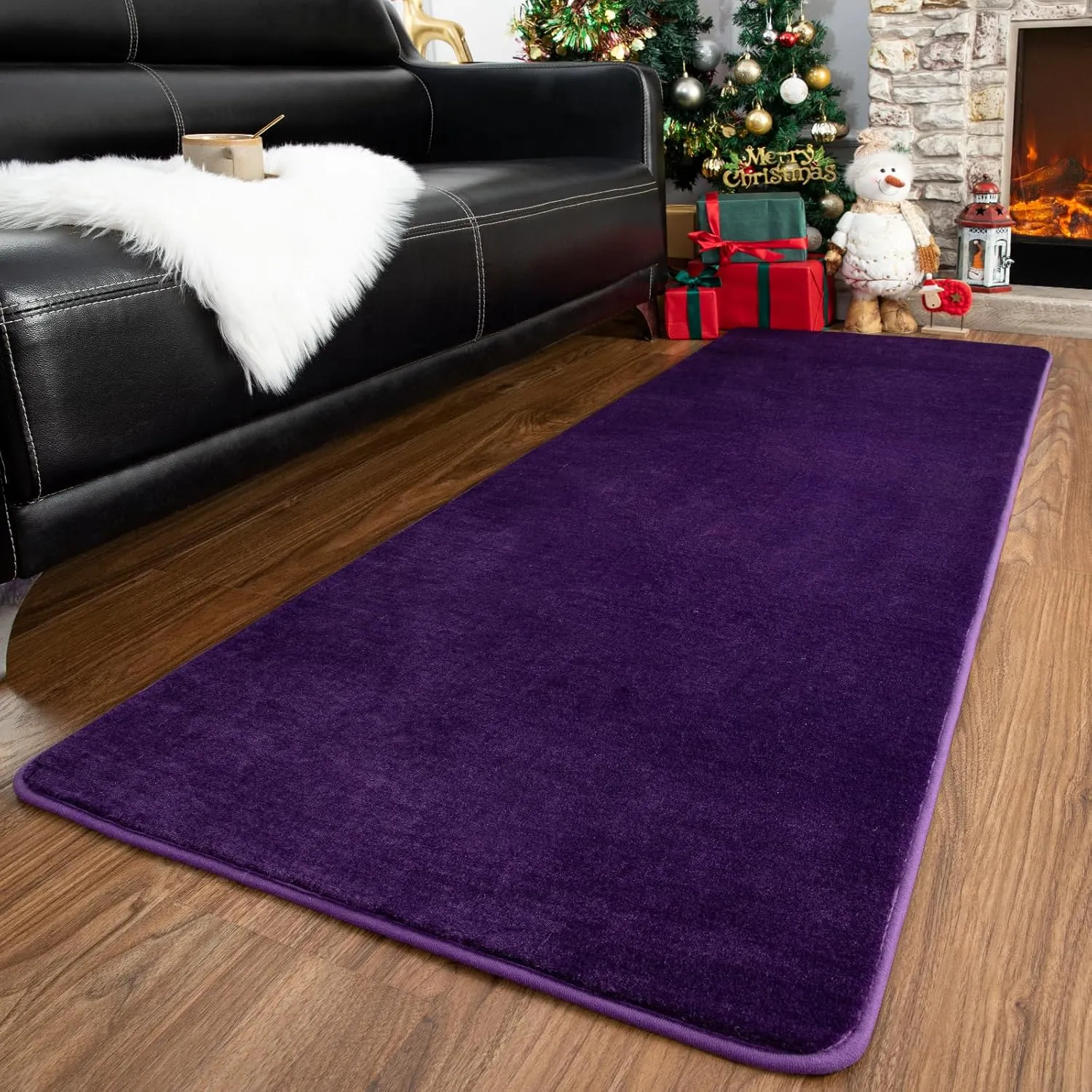 Przemy Washable Runner Rug for Bedroom Living Room, 2x6 Feet Dark Purple Memory Foam Rug, Super Soft Modern Indoor Runner Carpet for Hallway Bedside Kids Room Girls Boys Dorm Nursery Decor Mat