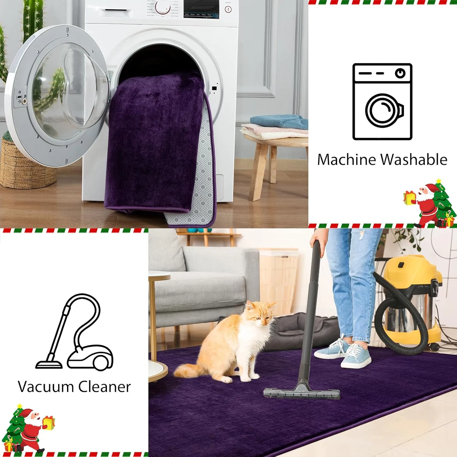 Przemy Washable Runner Rug for Bedroom Living Room, 2x6 Feet Dark Purple Memory Foam Rug, Super Soft Modern Indoor Runner Carpet for Hallway Bedside Kids Room Girls Boys Dorm Nursery Decor Mat
