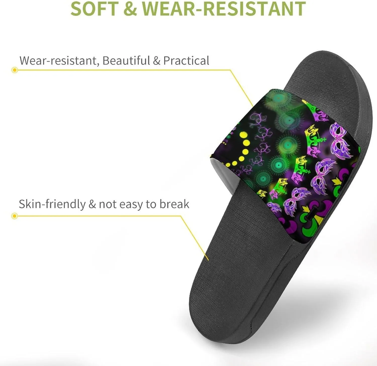 Psychedelic Vortex Mardi And The Gras House Slippers for Women Men Shower Slides Bathroom Sandals