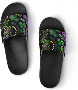 Psychedelic Vortex Mardi And The Gras House Slippers for Women Men Shower Slides Bathroom Sandals