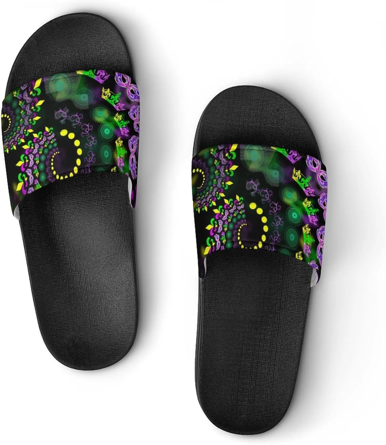 Psychedelic Vortex Mardi And The Gras House Slippers for Women Men Shower Slides Bathroom Sandals