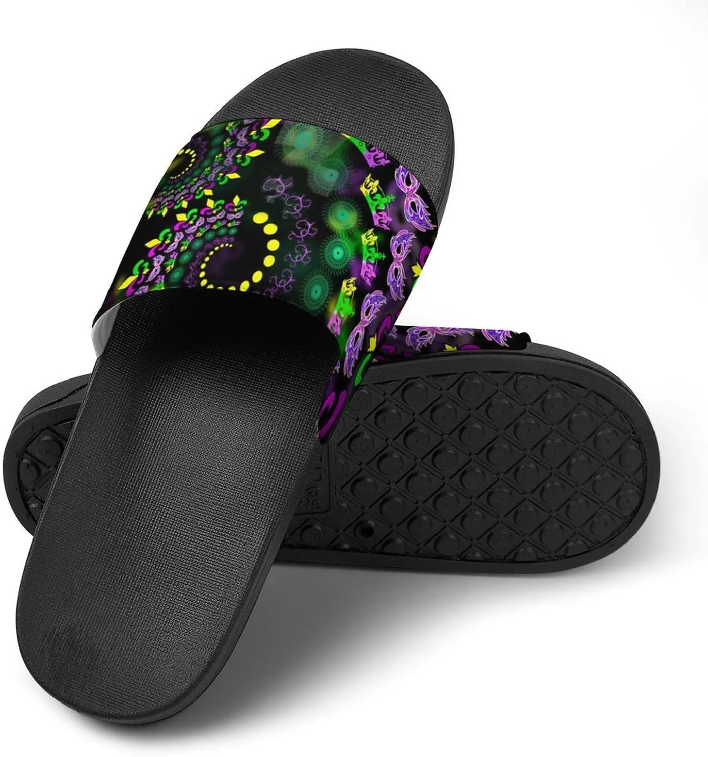 Psychedelic Vortex Mardi And The Gras House Slippers for Women Men Shower Slides Bathroom Sandals