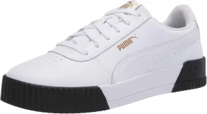 PUMA Women's Carina Sneaker, White, Black, US 6.5