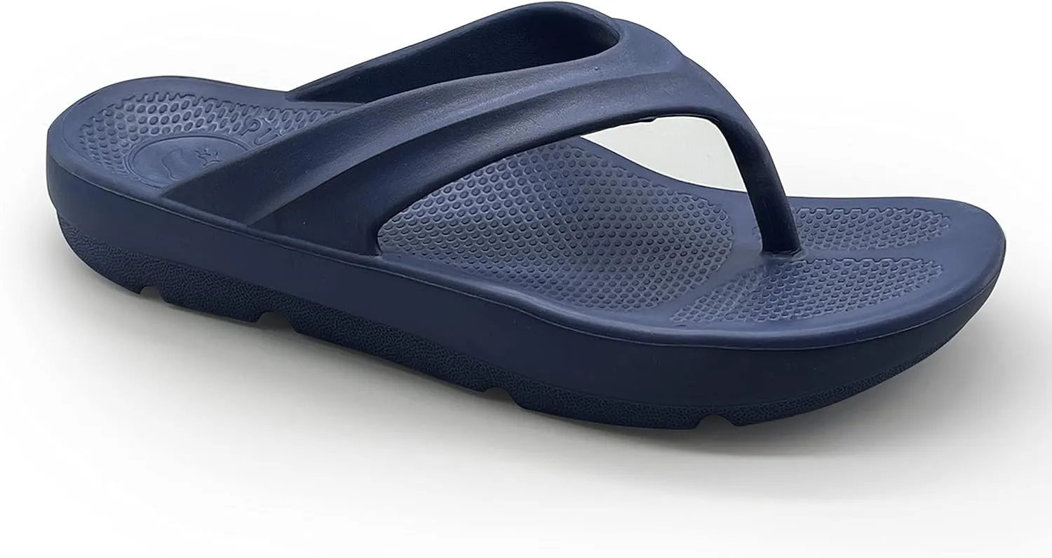 Pure Stride Therapeutic Flip Flops, Orthotic Thong Sandals for Plantar Fasciitis, Metatarsal and Heel Spurs, Feet Pain Relief and Arch Support - Navy, Men’s Size 13