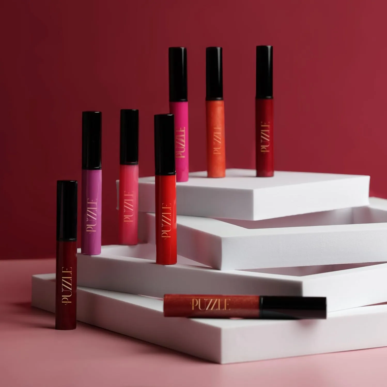 PUZZLE Lip Gloss Wand | Shiny, Shimmery, Non-Sticky, Moisturizing, Long-Lasting, Cruelty-Free, Vegan, Paraben-Free, High Shine Color (Simple | Buff Beige)