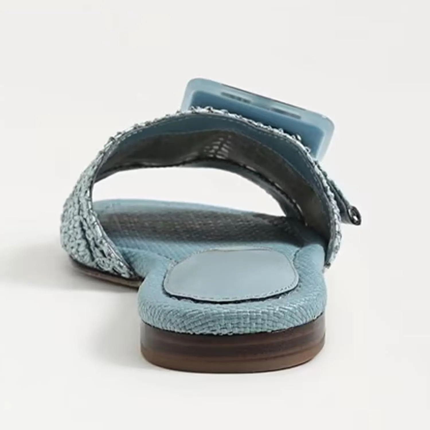 Raffia Flat Sandals for Women Woven Rattan Buckle Slide Sandals Summer Slip On Beach Sandals