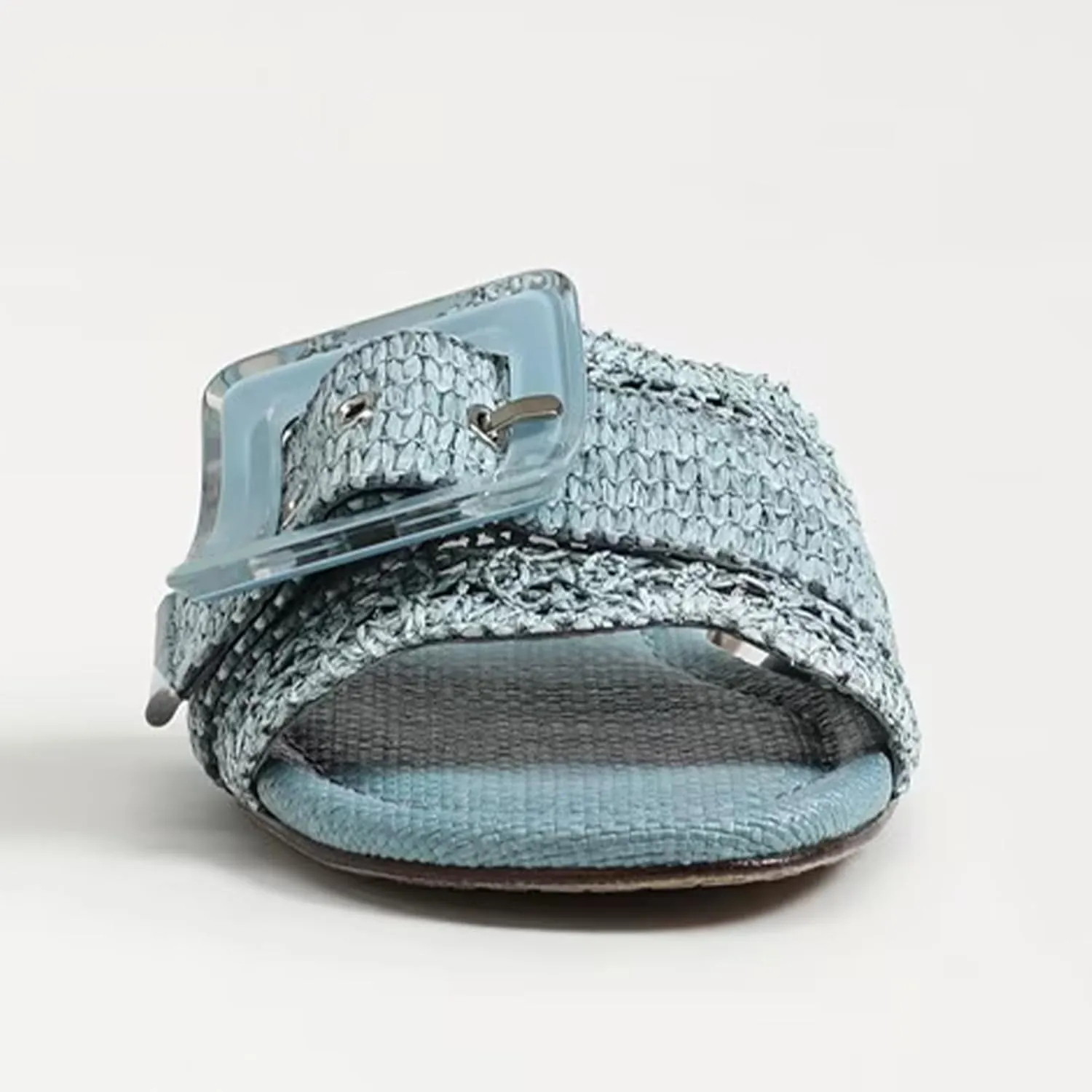 Raffia Flat Sandals for Women Woven Rattan Buckle Slide Sandals Summer Slip On Beach Sandals