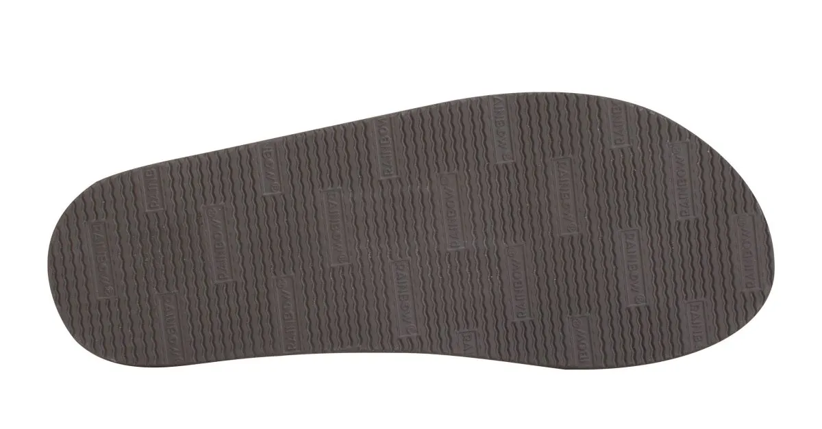 Rainbow Sandals Men's Leather Double Layer Wide Strap Dark Brown Flip Flop
