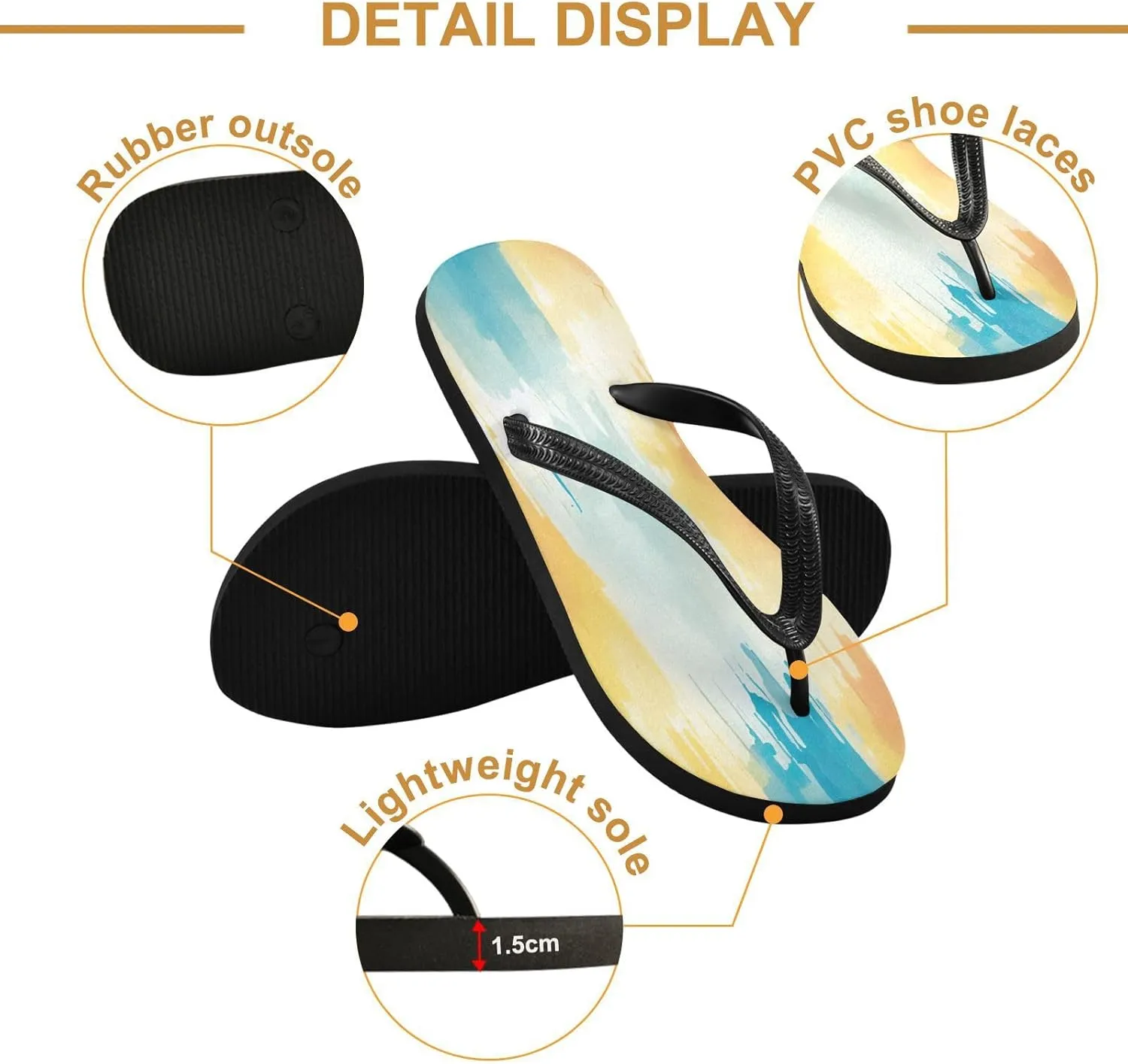 Rainbow Stripe Flip Flop Beach Summer Casual Sandal for Women & Men Shower Shoes XS
