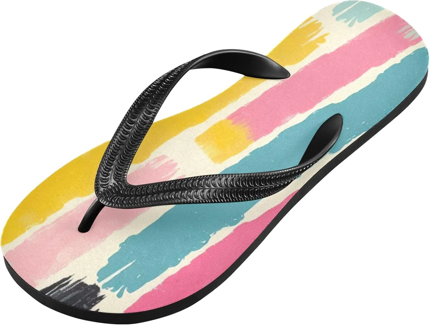 Rainbow Stripe Flip Flop Beach Summer Casual Sandal for Women & Men Shower Shoes XS