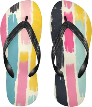 Rainbow Stripe Flip Flop Beach Summer Casual Sandal for Women & Men Shower Shoes XS