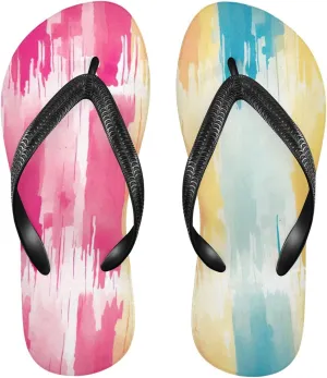 Rainbow Stripe Flip Flop Beach Summer Casual Sandal for Women & Men Shower Shoes XS