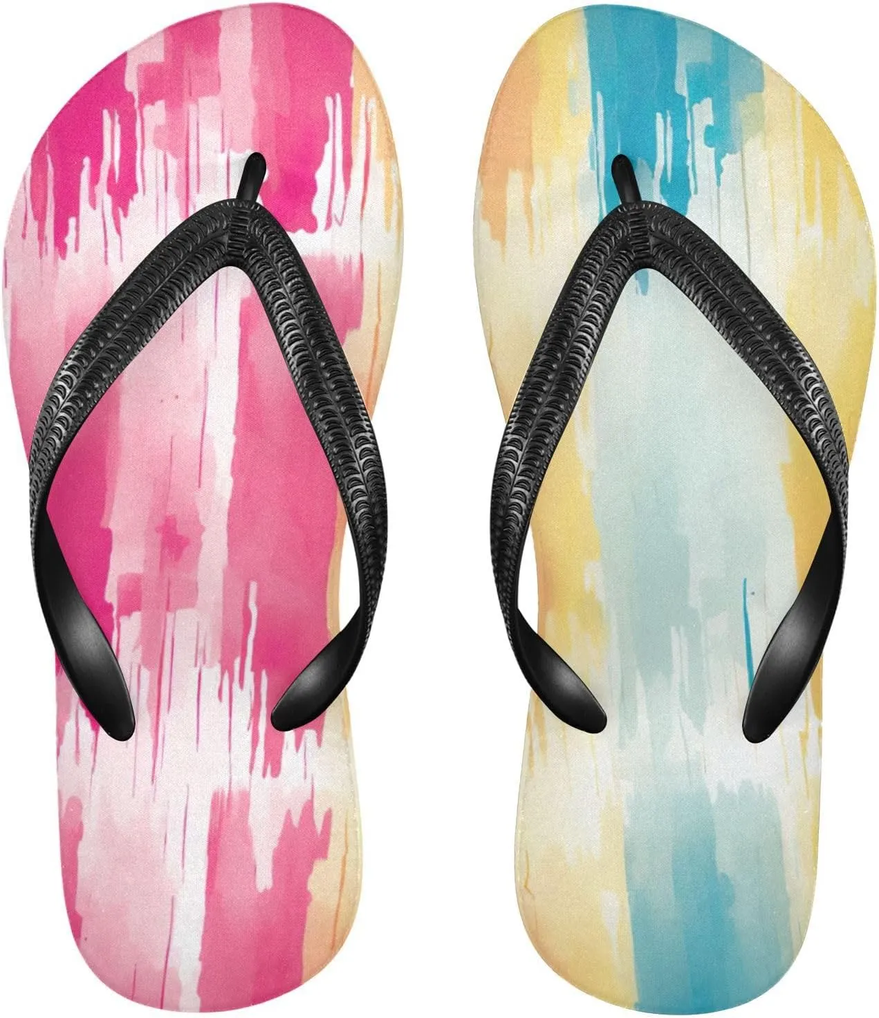 Rainbow Stripe Flip Flop Beach Summer Casual Sandal for Women & Men Shower Shoes XS