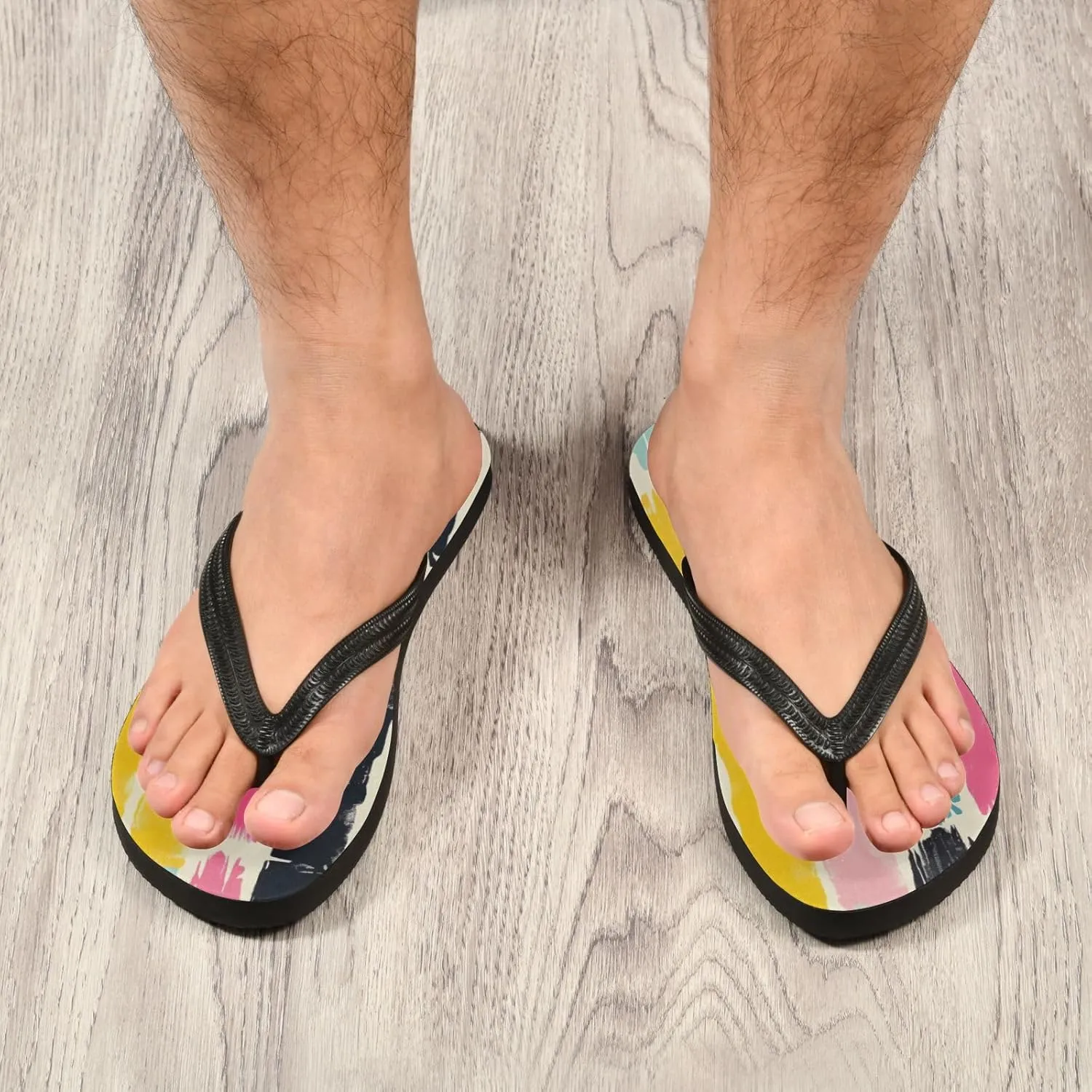 Rainbow Stripe Flip Flop Beach Summer Casual Sandal for Women & Men Shower Shoes XS