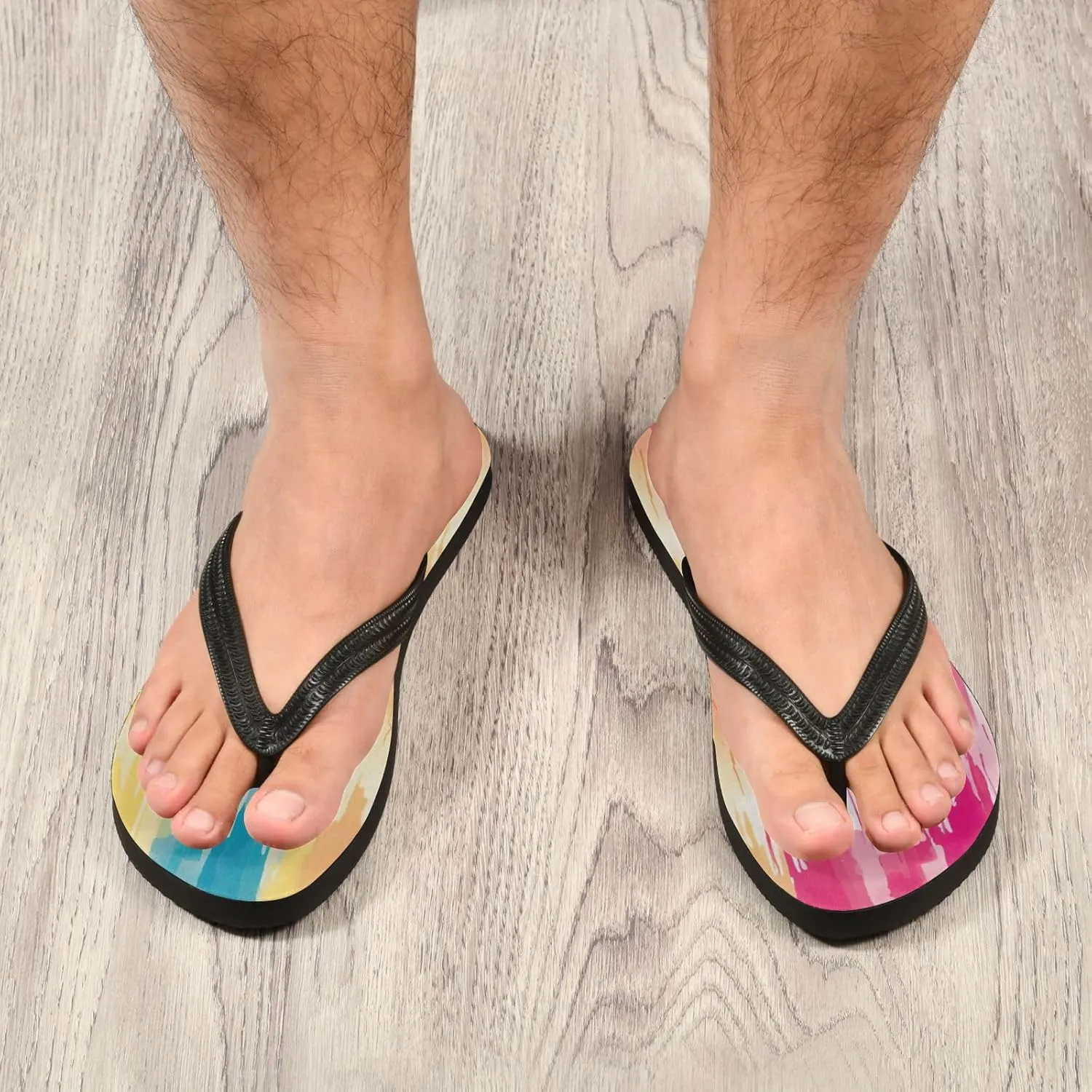 Rainbow Stripe Flip Flop Beach Summer Casual Sandal for Women & Men Shower Shoes XS