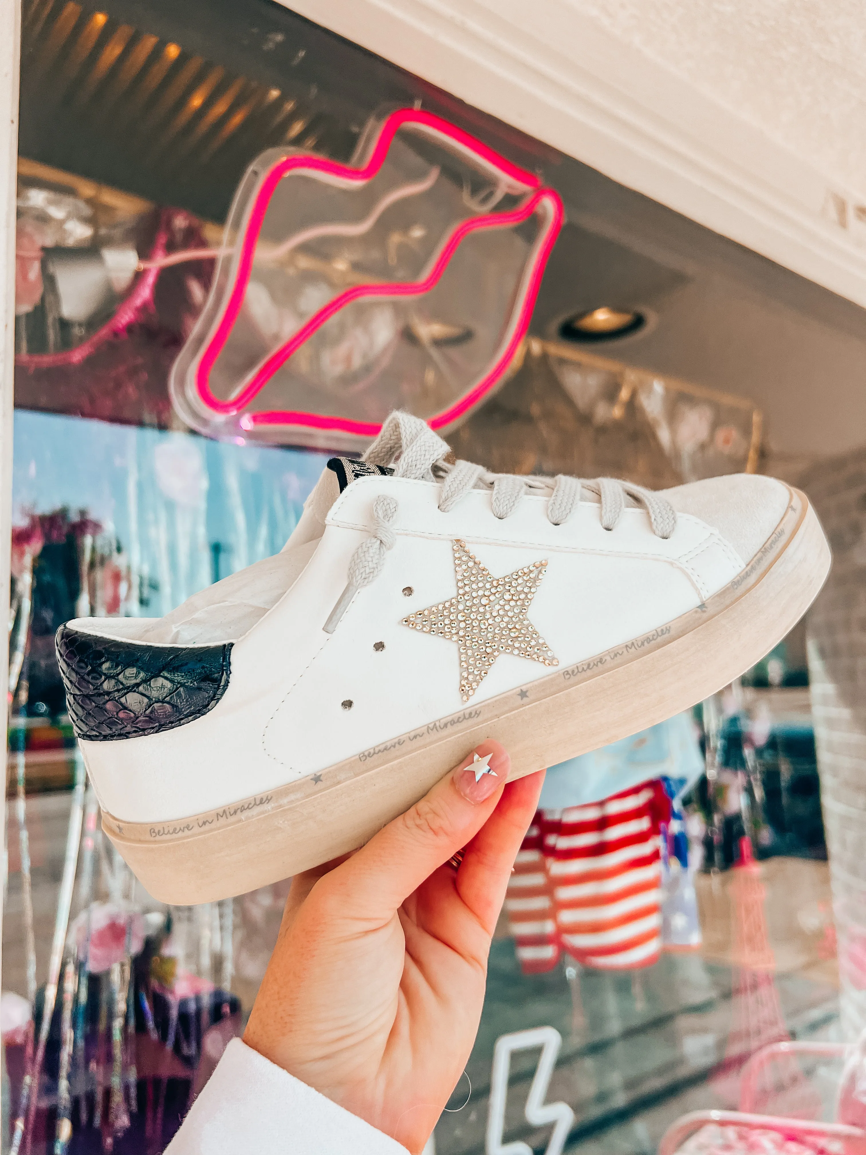 Reba star rhinestone platform sneakers