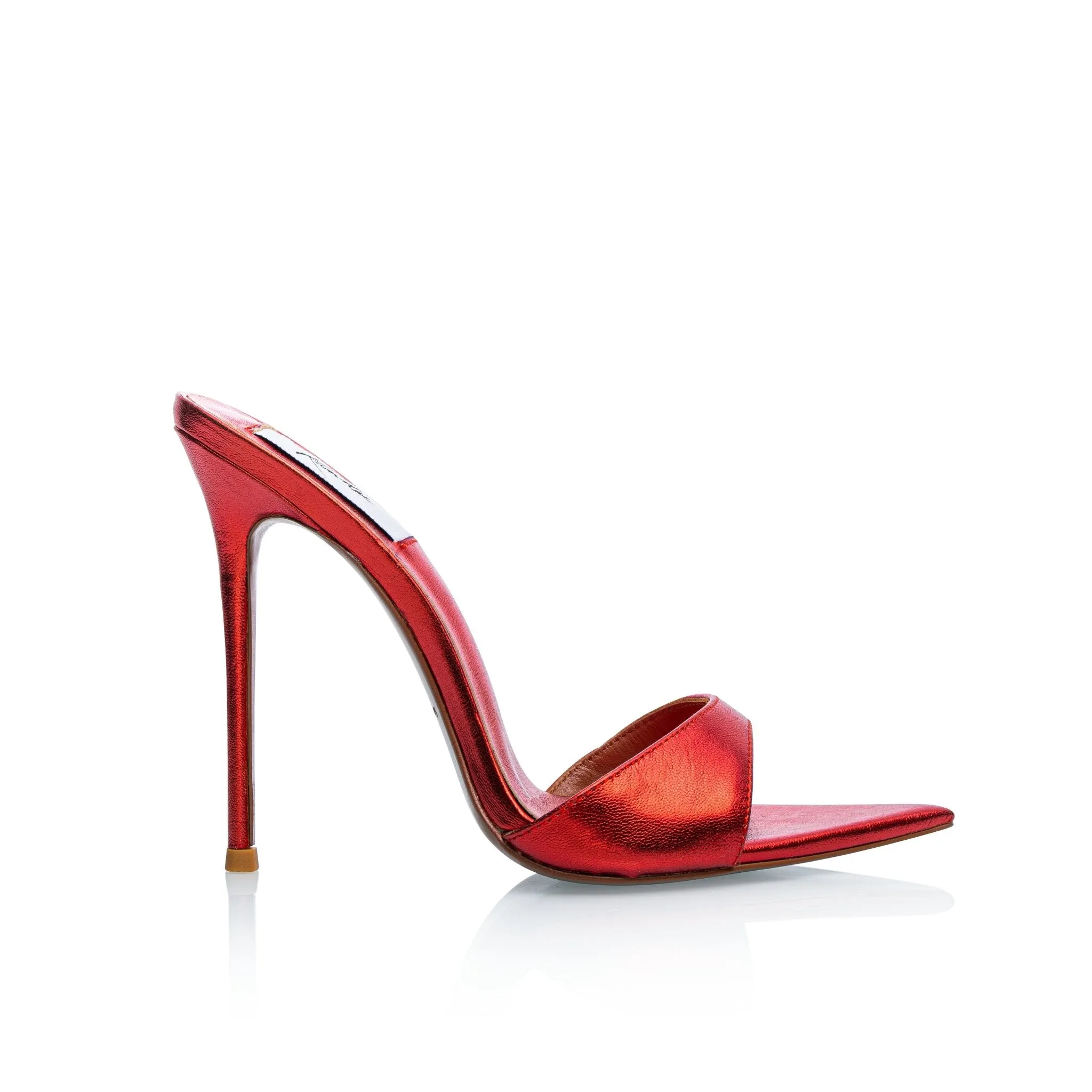 RED METALLIC LEATHER MULES